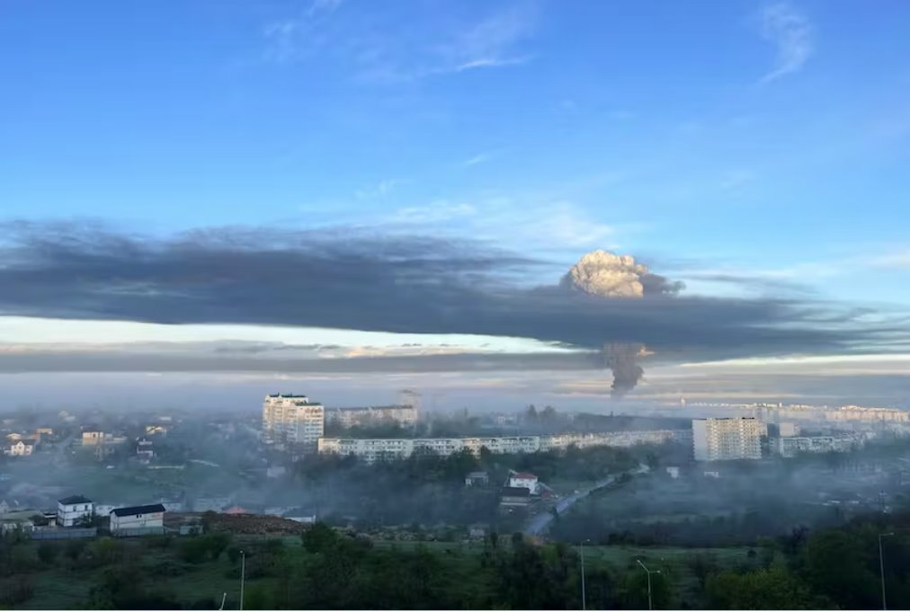 克里米亞燃料庫遭無人機(jī)襲擊后發(fā)生火災(zāi)