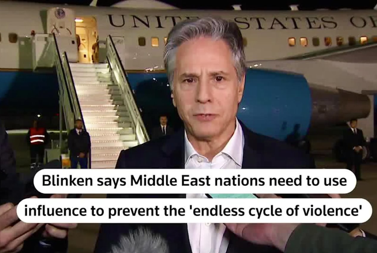 布林肯告訴記者，遏制戰(zhàn)斗幾乎符合中東所有國家的利益。