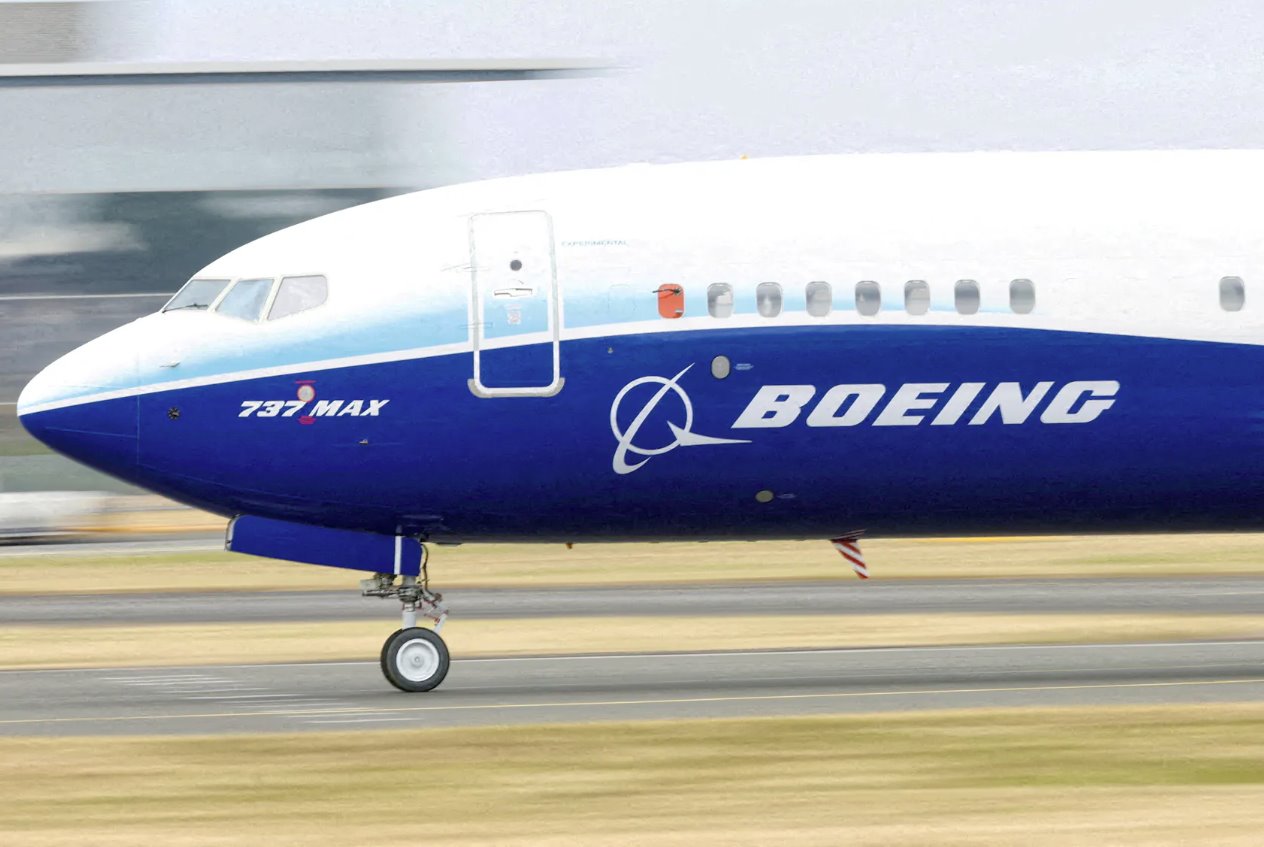 2022年7月20日，一架波音737Max飛機在英國范堡羅國際航展上進行展示。