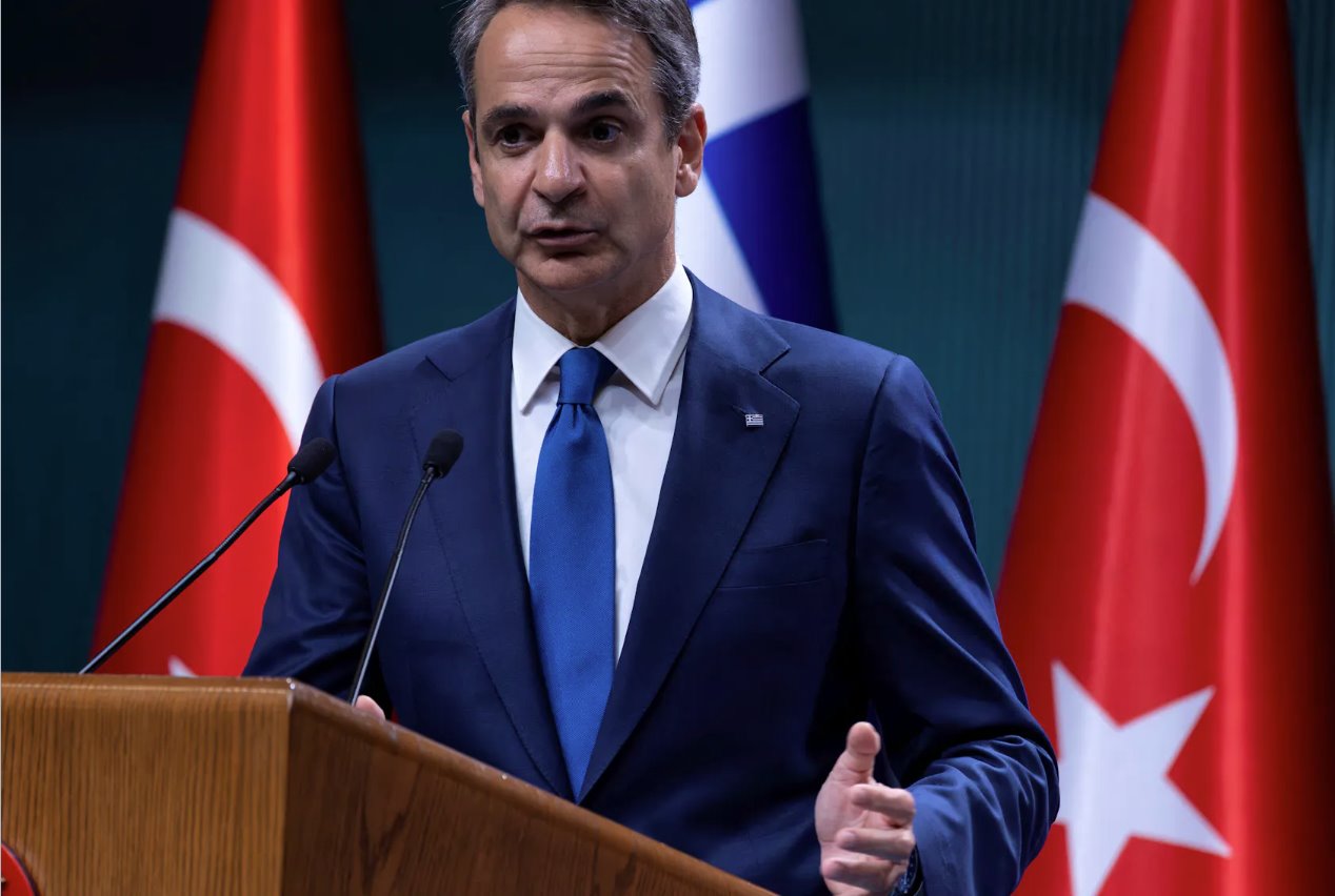 5月13日，希臘總理基里亞科斯&middot;米佐塔基斯在土耳其安卡拉總統(tǒng)府出席與土耳其總統(tǒng)塔伊普&middot;埃爾多安舉行的新聞發(fā)布會(huì)。