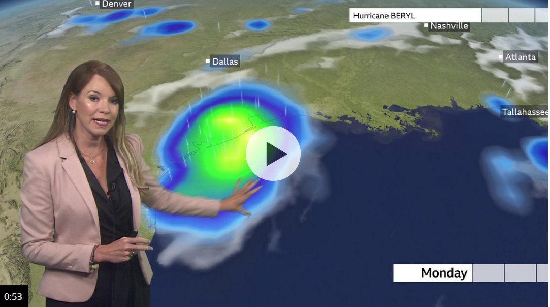 颶風(fēng)貝里爾預(yù)計(jì)將帶來(lái)沿海潮汐和洪水降雨