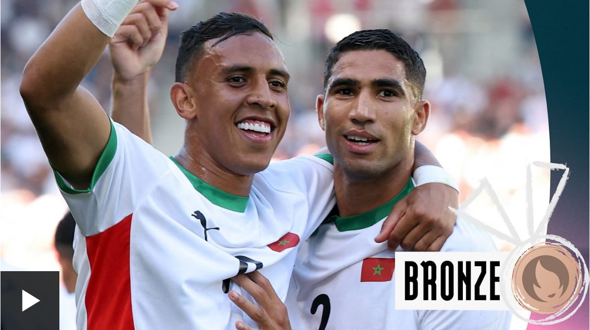 巴黎奧運會男足銅牌戰(zhàn)摩洛哥6-0埃及