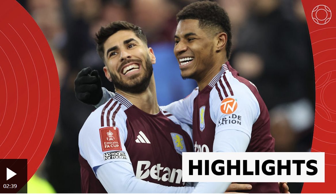 阿森西奧梅開二度維拉晉級足總杯四分之一決賽