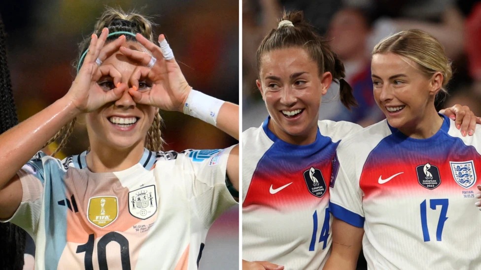 西班牙和英格蘭球員慶祝