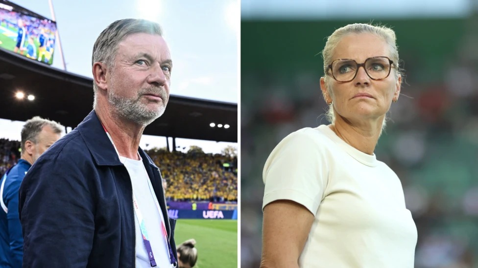 瑞典隊(duì)主教練彼得&middot;格哈德森和英格蘭隊(duì)主教練薩麗娜&middot;維格曼