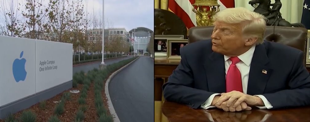 特朗普宣布蘋(píng)果將向美國(guó)制造業(yè)再投資1000億美元