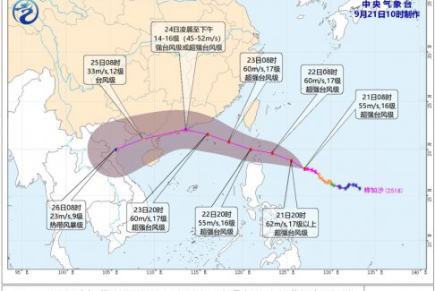 超強臺風“樺加沙”將登陸廣東