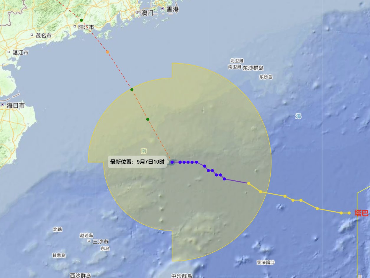 臺風(fēng)塔巴路徑指向廣東陽江