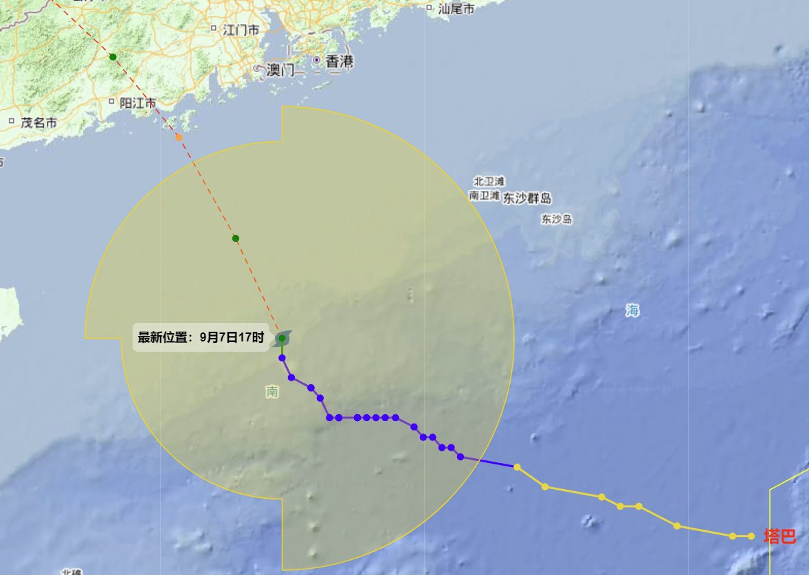 今年第16號臺風(fēng)&ldquo;塔巴&rdquo;路徑圖