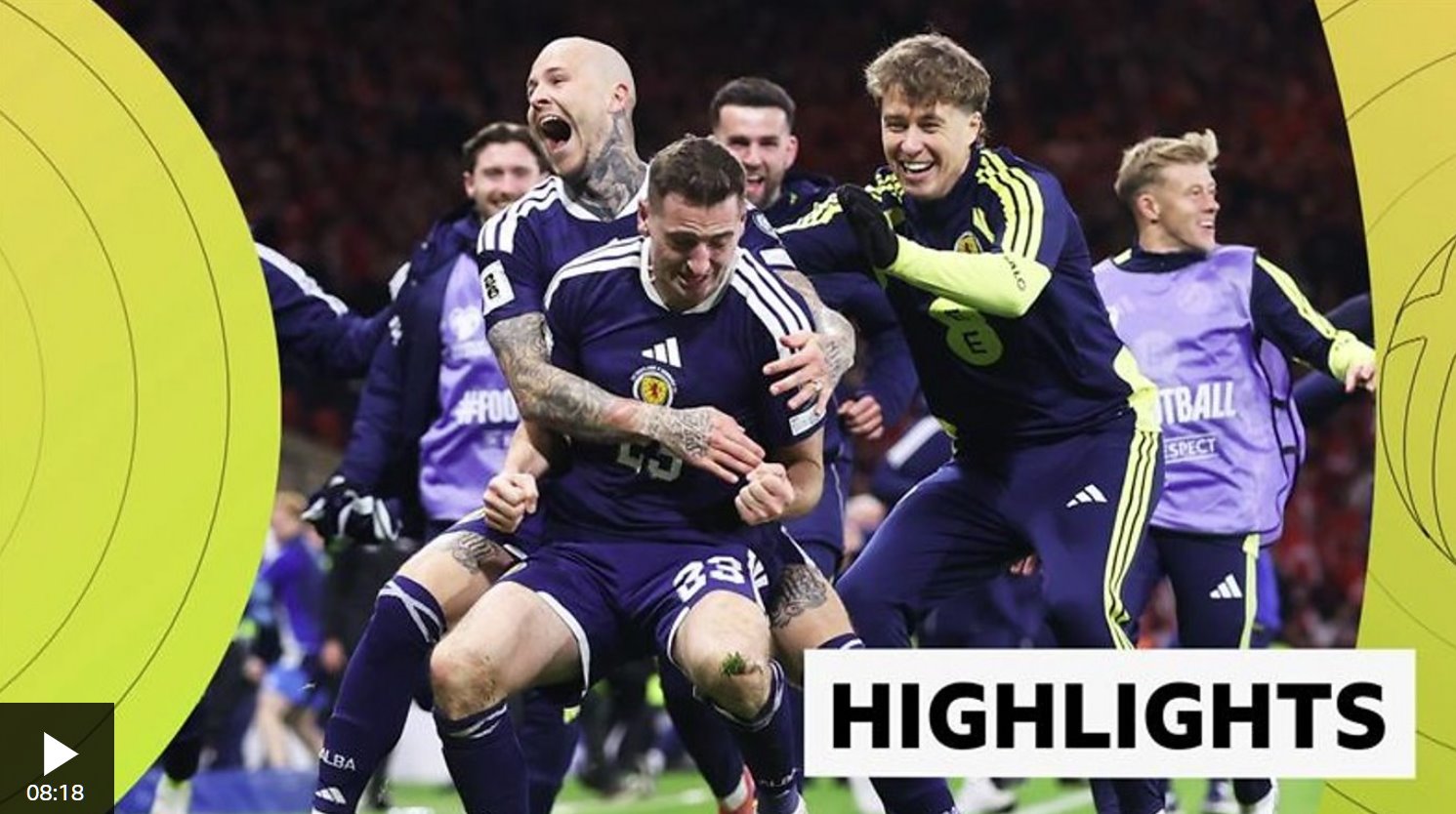 蘇格蘭隊險勝丹麥隊，晉級世界杯