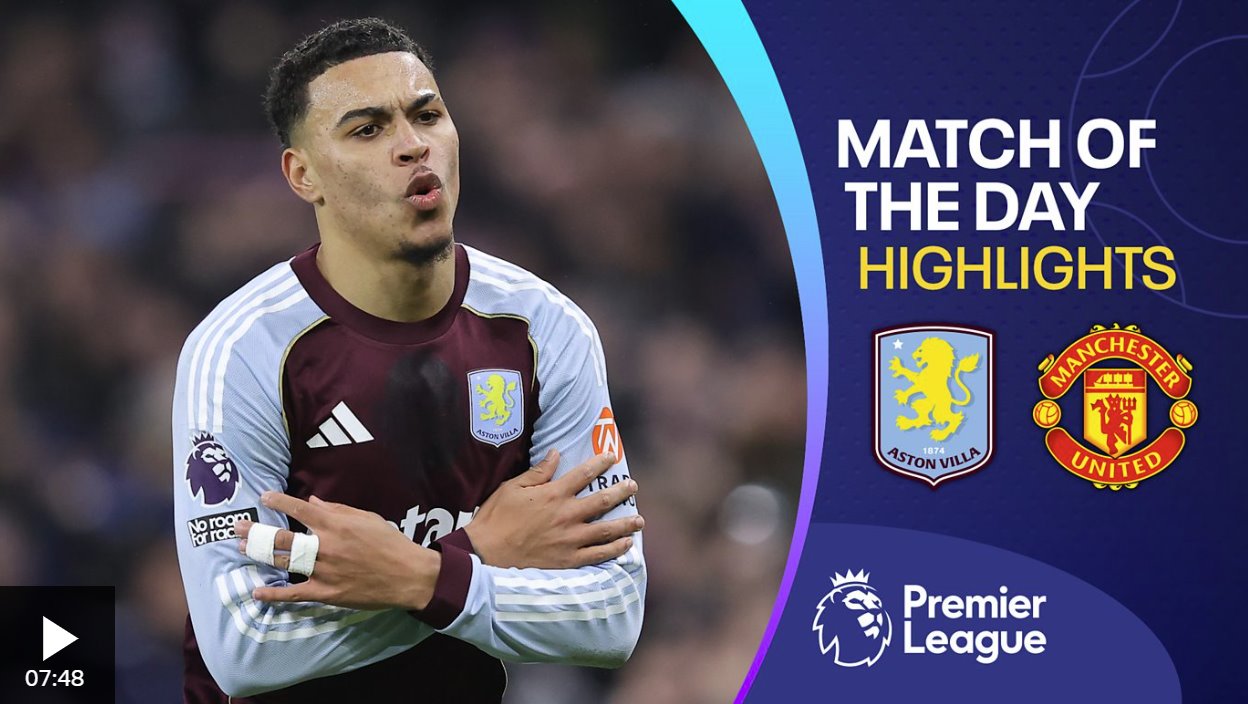 羅杰斯梅開二度，幫助維拉戰(zhàn)勝曼聯(lián)