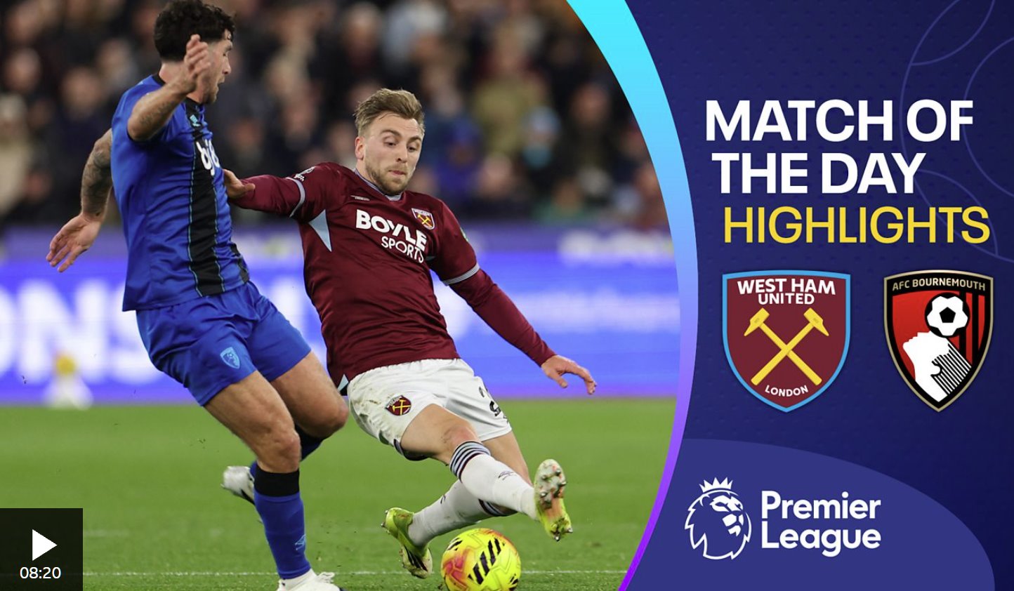 西漢姆聯(lián)隊與伯恩茅斯隊互交白卷