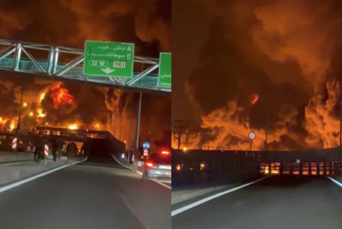 伊朗首都石油倉庫遇襲發(fā)生大火宛如世界末日