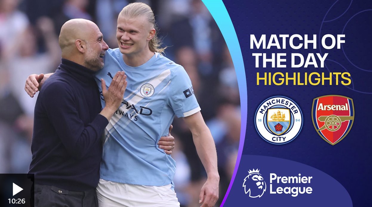 英超聯(lián)賽精彩集錦：曼城 2-1 阿森納